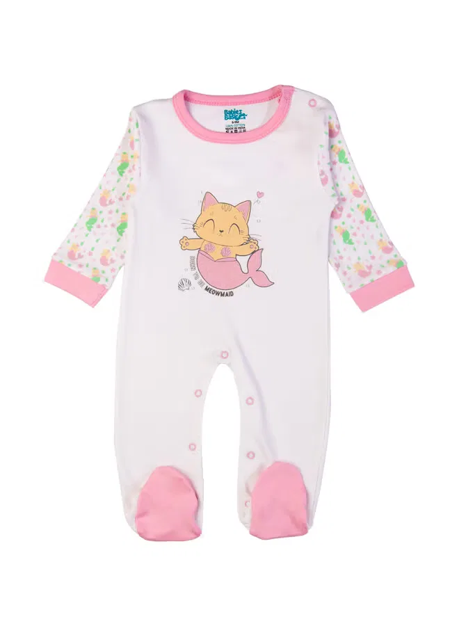 Комплект из 5 предметов с принтом Meowmaid Babies Basic, розовый — фото 3
