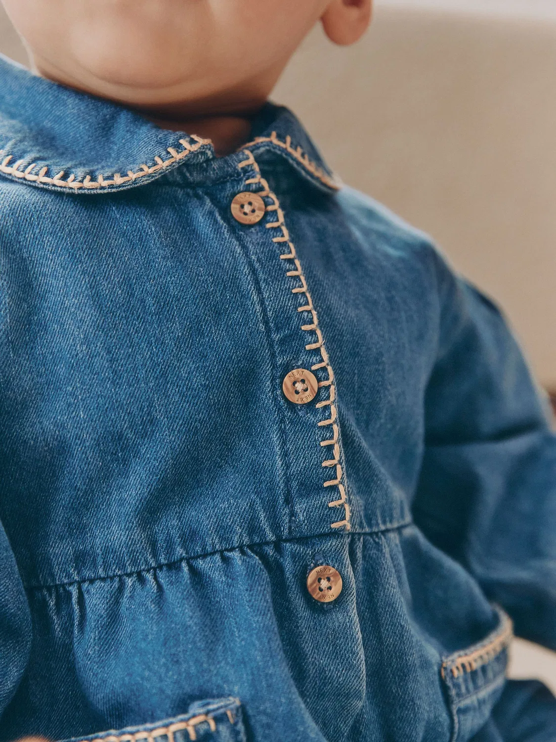 Ромпер джинсовый синий Next, Denim Blue — фото 3