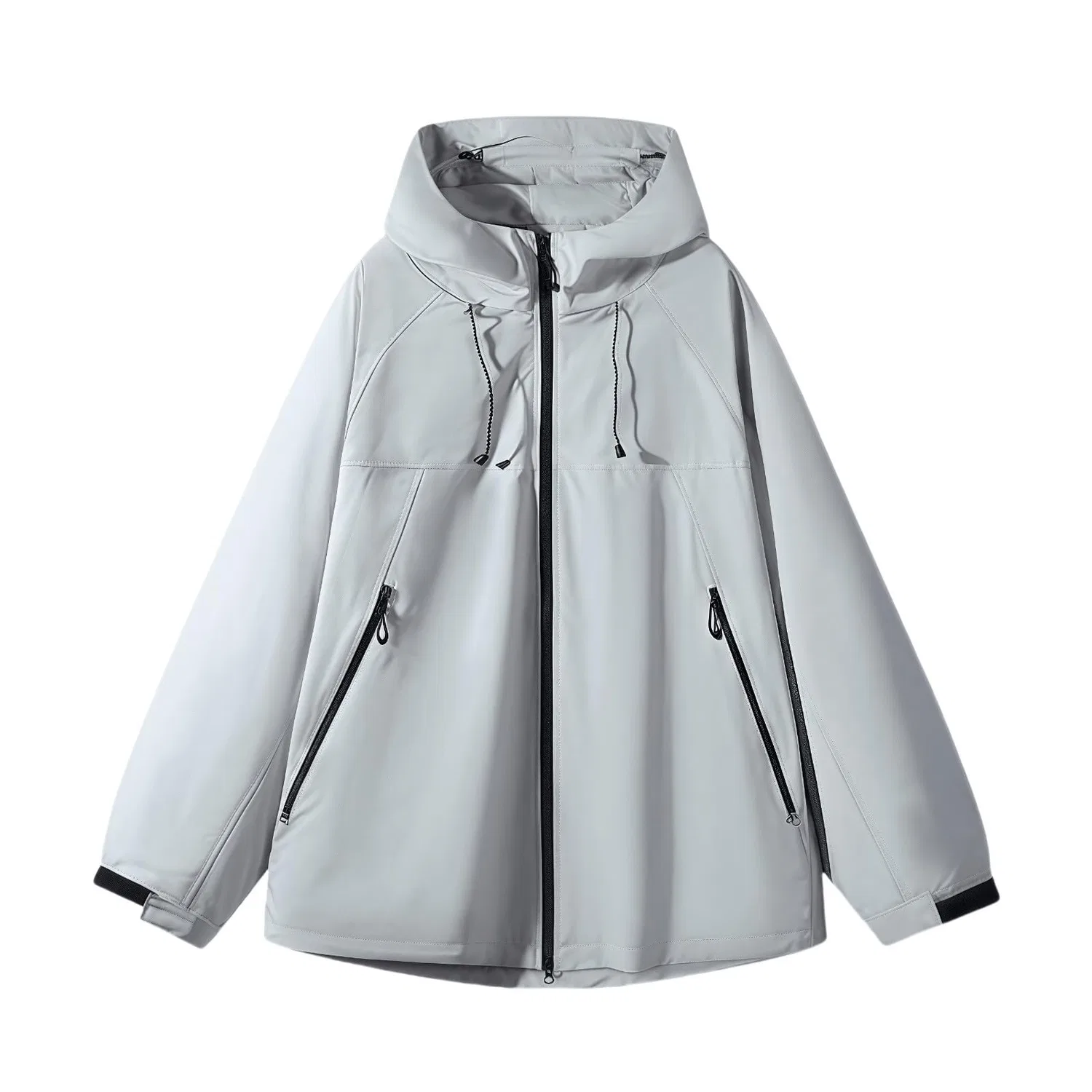 Женский длинный плащ с капюшоном и принтом, модель Long Trench Coat Hooded Waterproof, Cenere Chiaro — фото 2