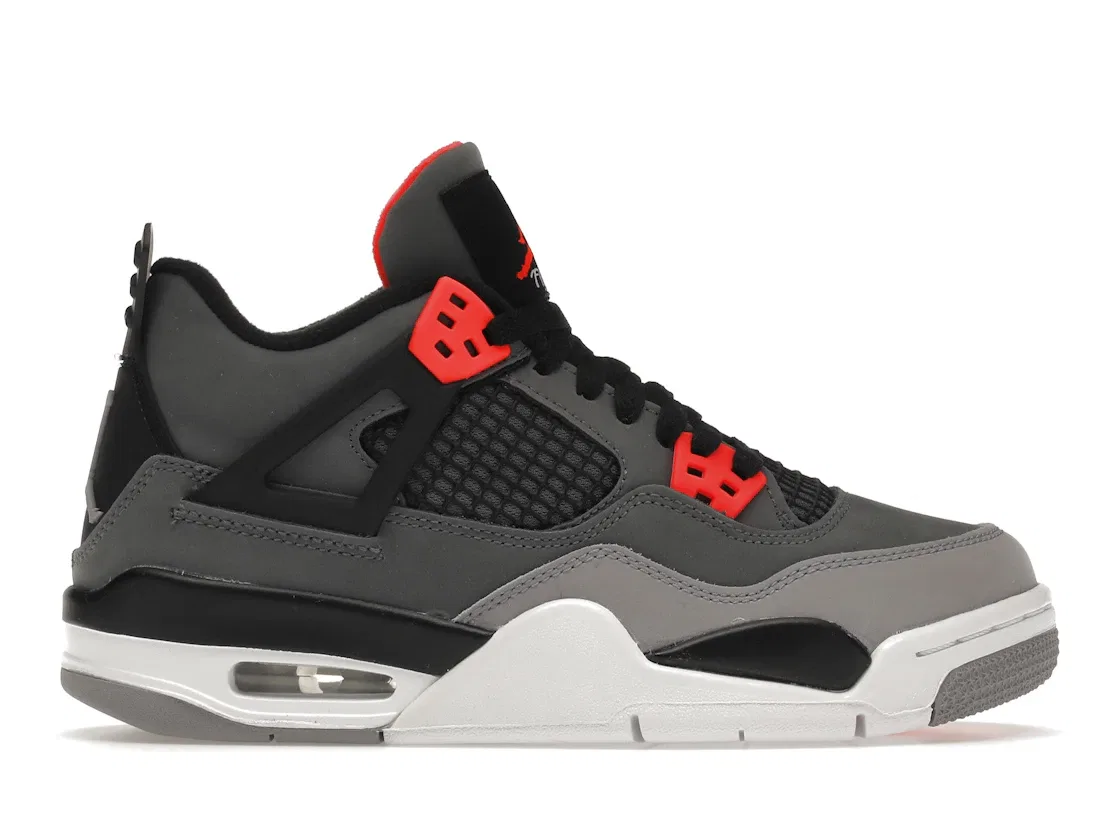 Детские кроссовки Lifestyle с липучками Jordan 4 Retro, Dark Grey/Infrared 23-Black-Cement Grey