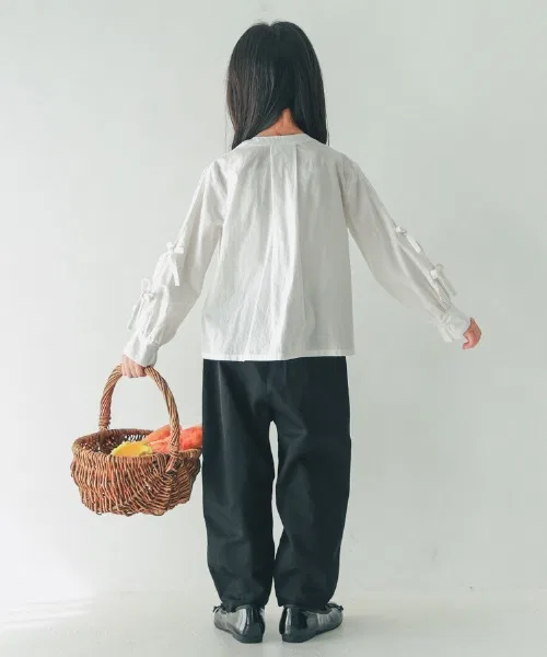 Детская рубашка с бантом, бокс-силуэт NHT, Off White — фото 4