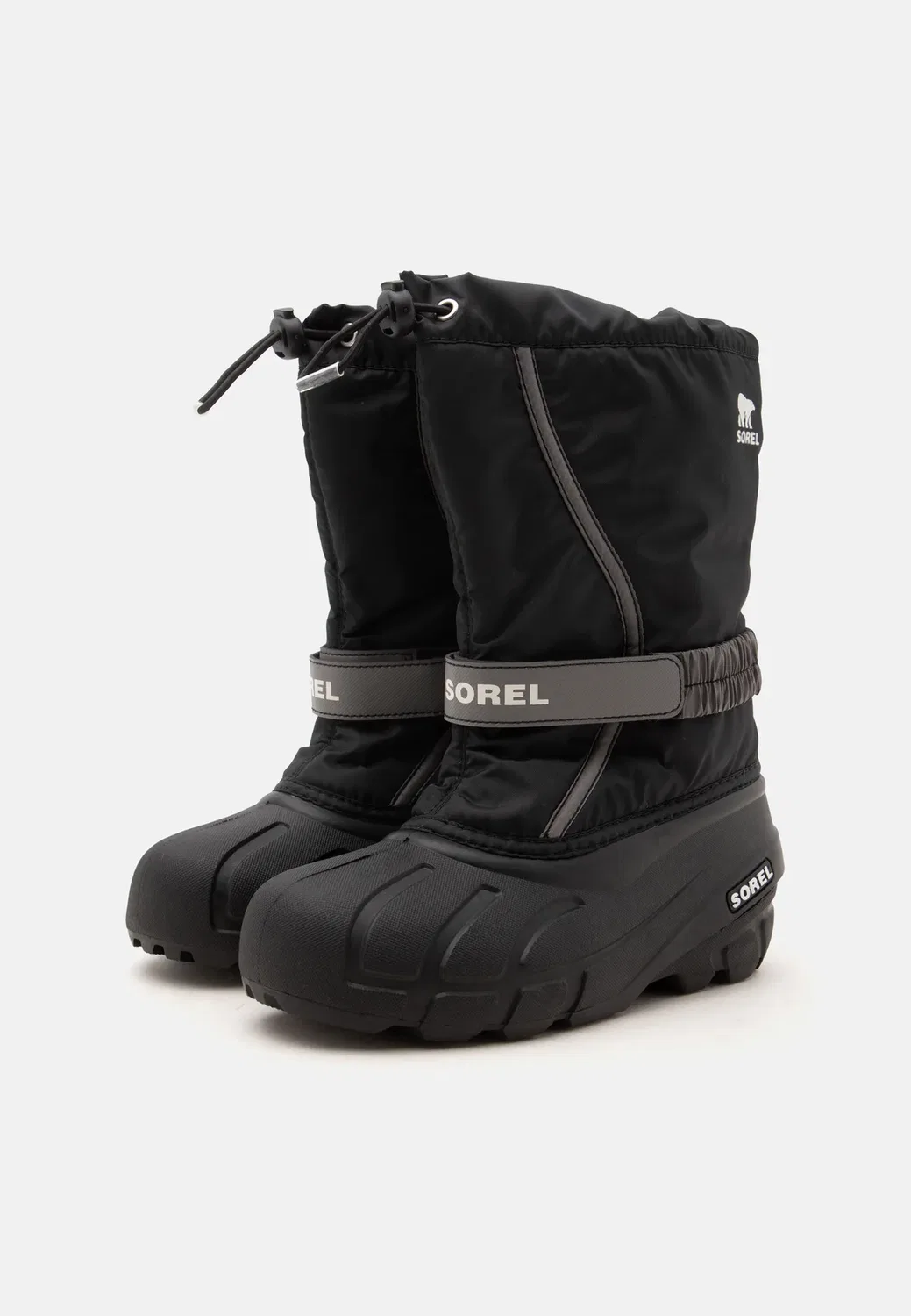 Детские унисекс сапоги с ворсом для детей постарше - зимние сапоги Sorel, Black/Sea Salt — фото 2