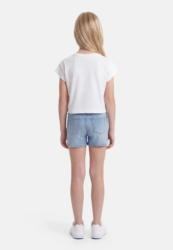 Футболка с принтом, полупрозрачная, Nkfvilma crop 2 pack Name It Pale Aqua Bright White, белый/бирюзовый — фото 2