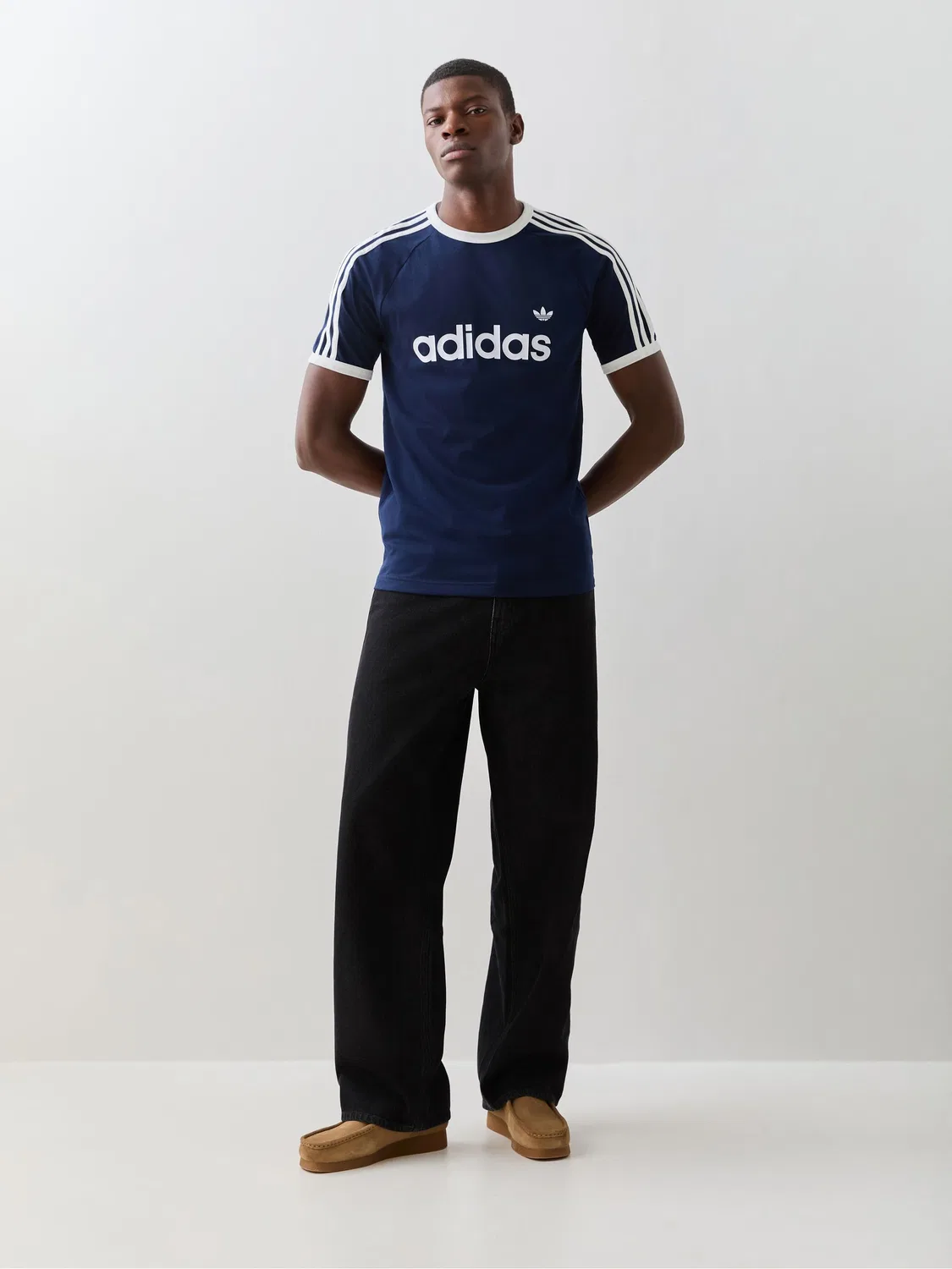 Футболка Slim Ringer с тремя полосками, adidas Originals, синяя — фото 2