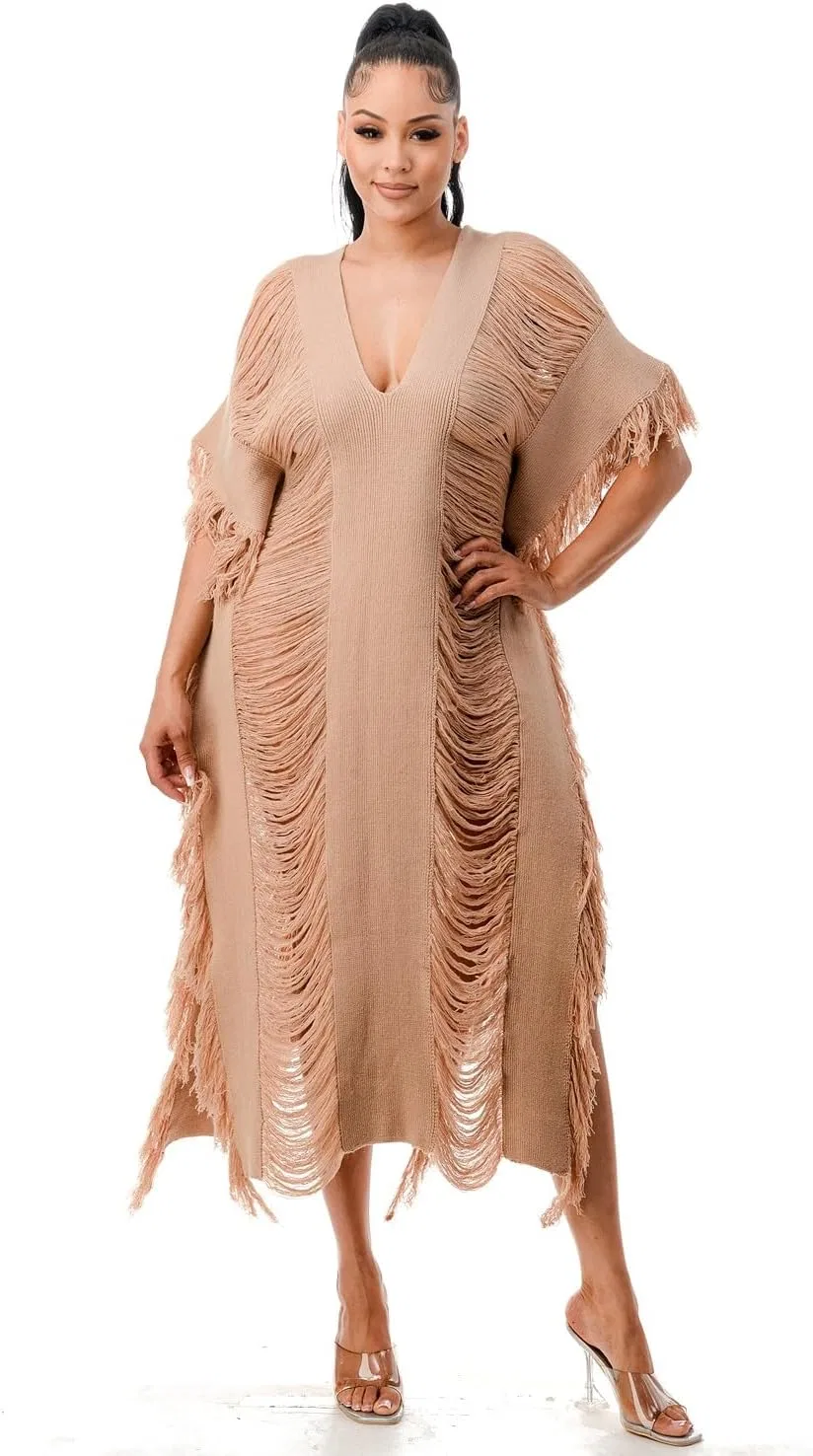 Женская туника с V-образным вырезом Destroyed, Beige