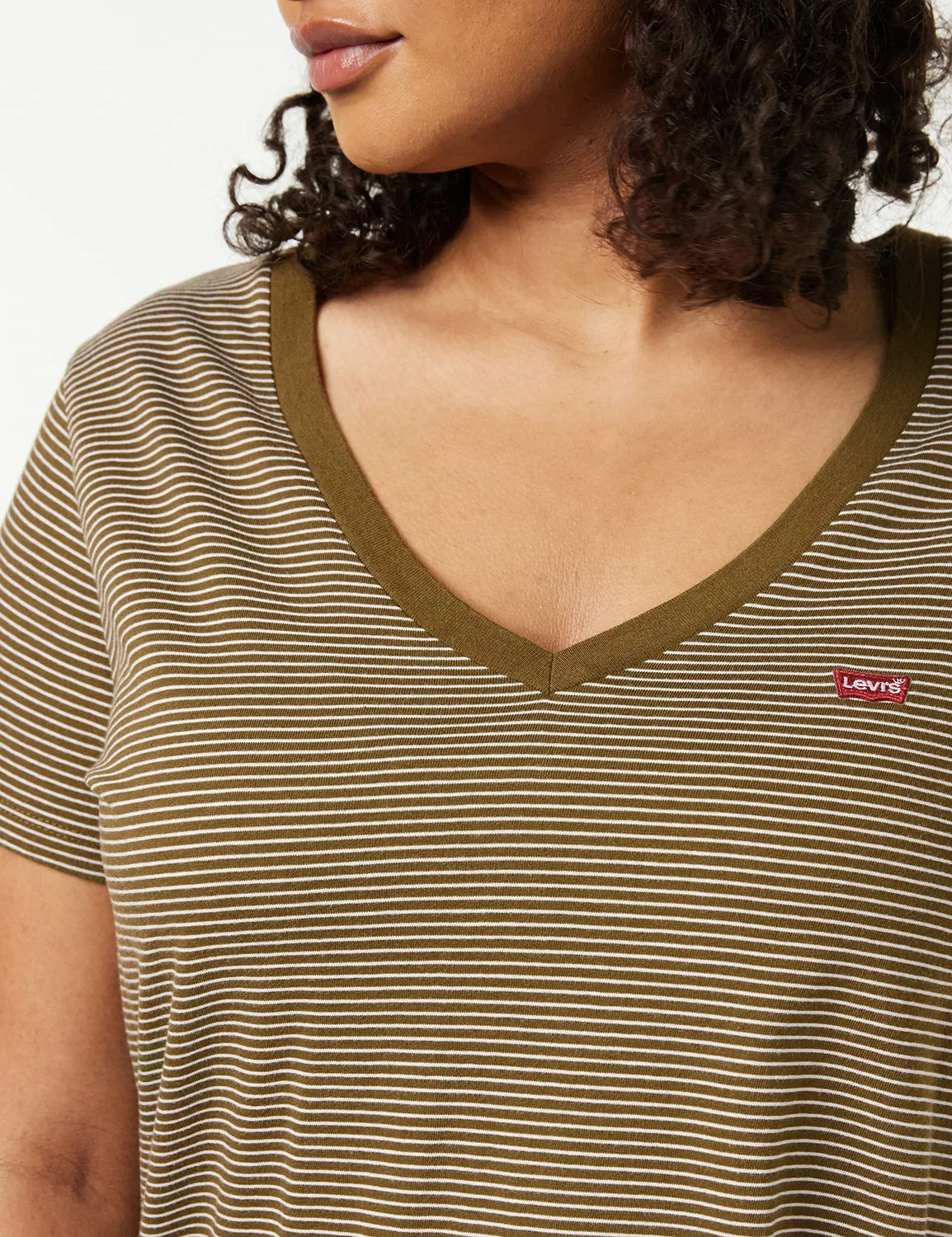 Женская футболка с V-образным вырезом The Perfect V-Neck Levi's, Peppercorn Dark Olive — фото 3
