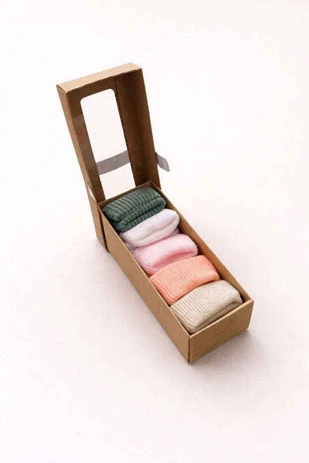 Детские носки хлопковые 5 пар Organic cotton 5-piece boxed premium, baby & kids socks, socket socks Numix Baby Kids, Pink, White, Green, Ecru, Powder — фото 4