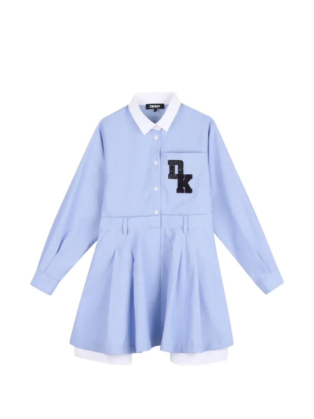 Плиссированное платье с нашивкой-логотипом Dkny Kids, синий