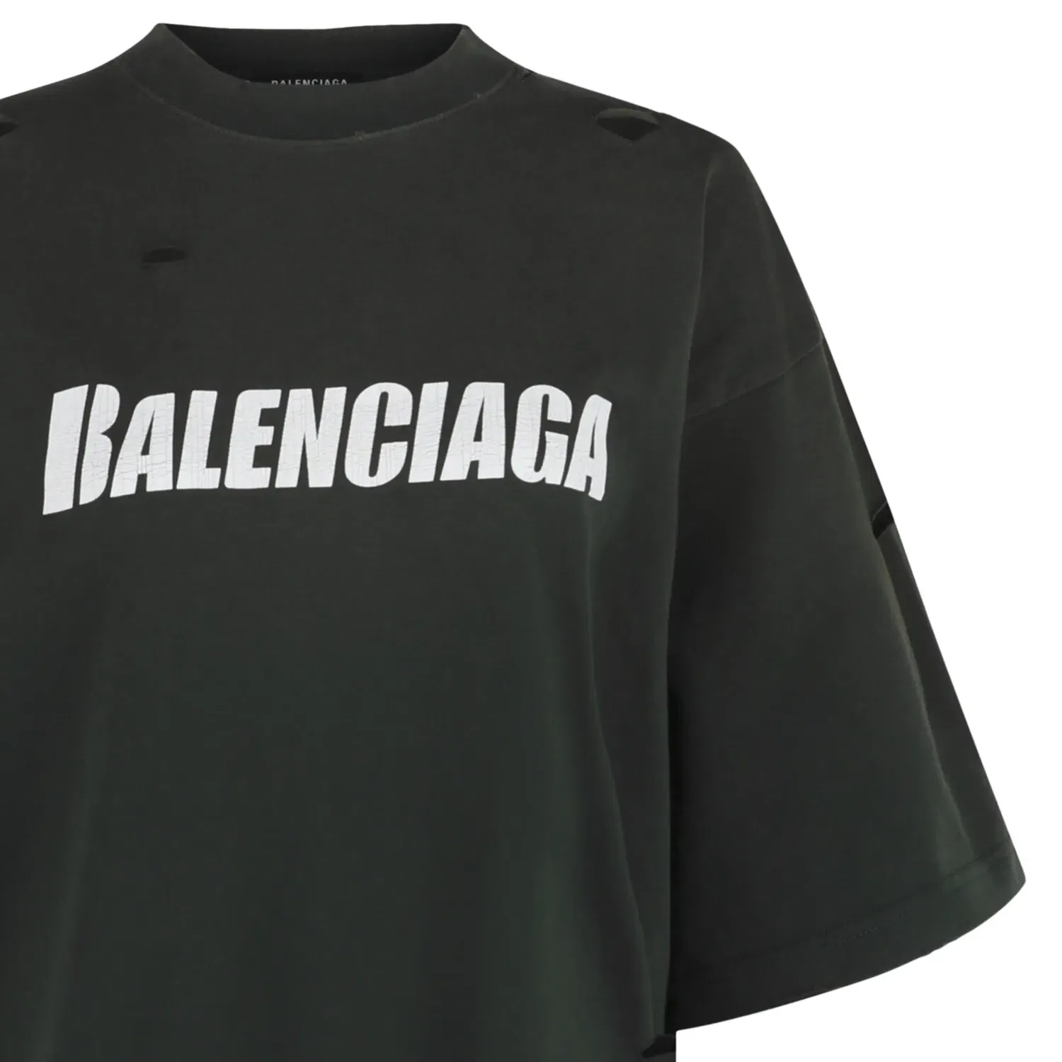 Футболка Balenciaga Caps Destroyed Boxy Fit, зеленый — фото 3