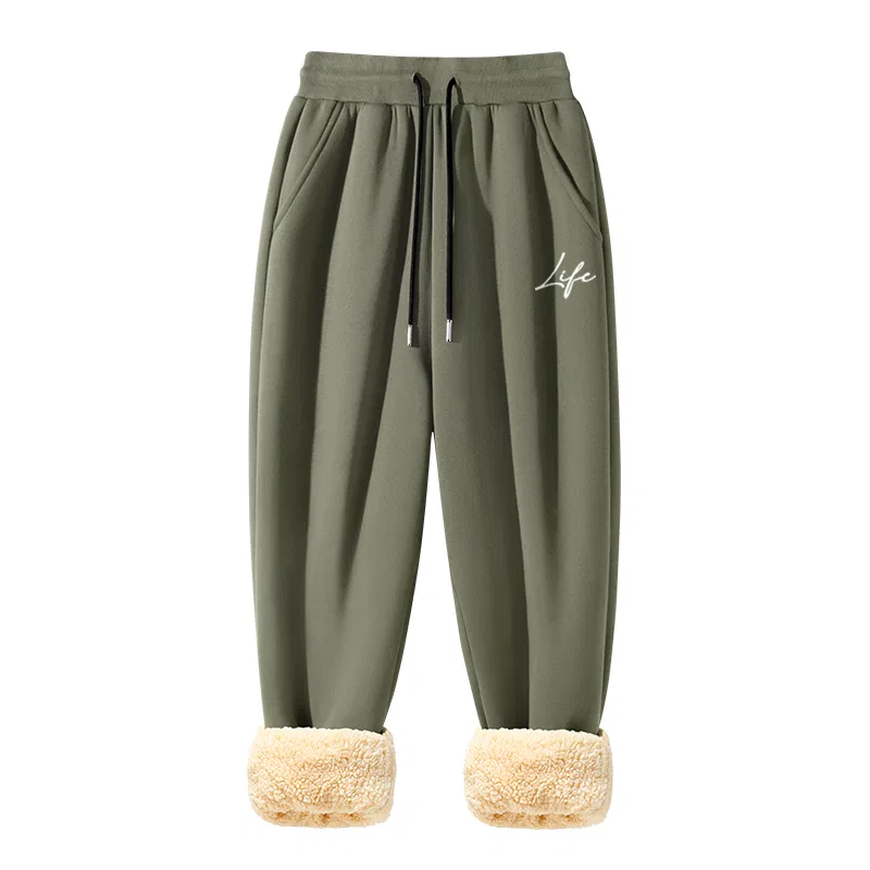 Детские утепленные спортивные штаны с начесом MINISO, Gray Green