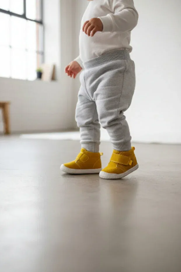 Детские туфли без каблука с липучкой Patik Bebe, Yellow — фото 4