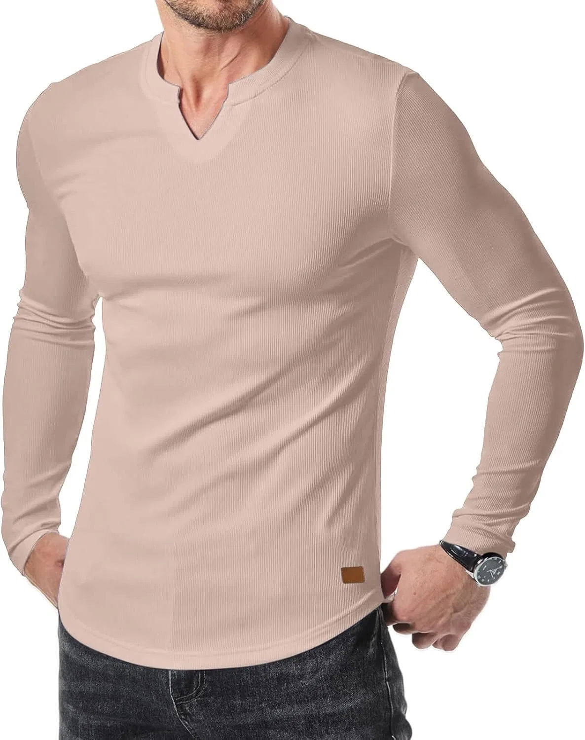 Мужская футболка с длинным рукавом Relaxed Fit Work Out Shirts Gym, Beige