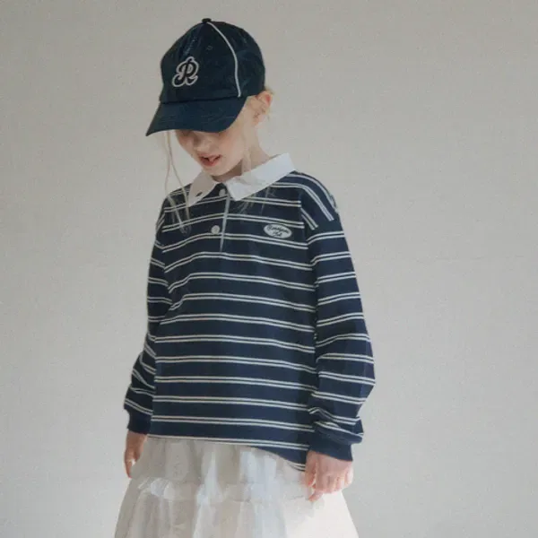 Футболка с воротником, картошка, Roanjane, Navy