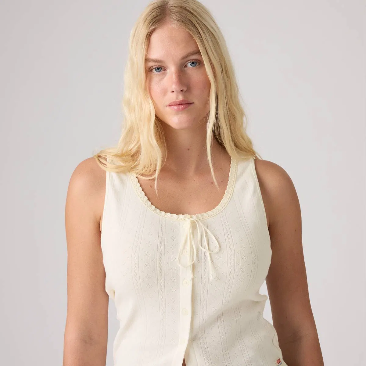 Топ из кружева с ажурной отделкой из сухих материалов Levi's, Egret - White — фото 2
