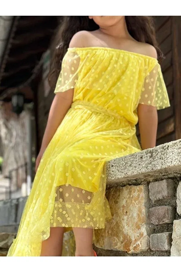Детское платье для девочек из тюля Tulle dress Birgül Tekstil, Yellow