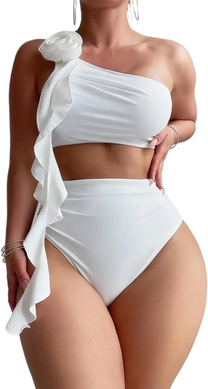 Женский бикини-сет с асимметричным вырезом Generic, White