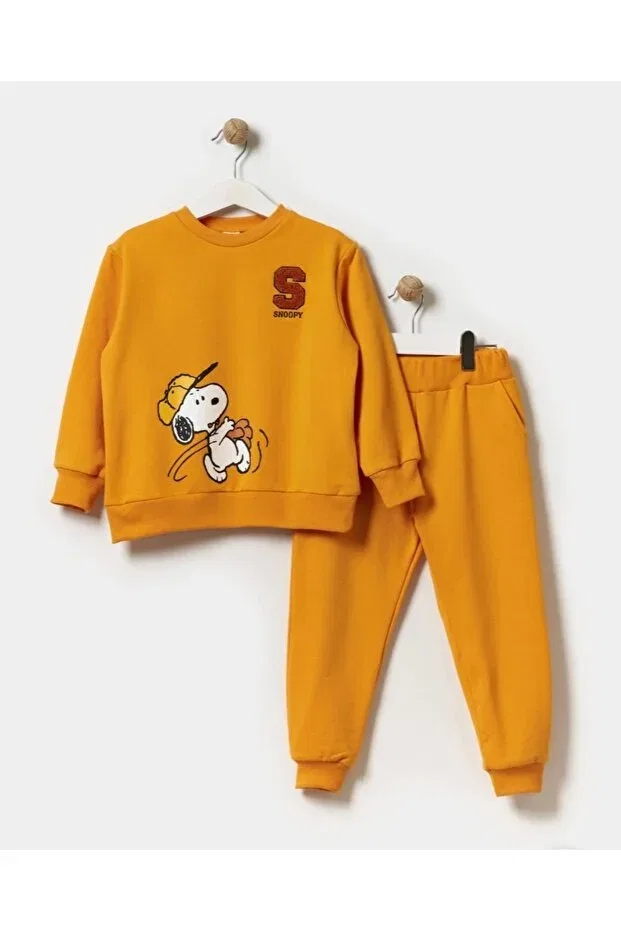 Детский комплект для мальчиков с графическим принтом Snoopy Moda, Sarı — фото 4