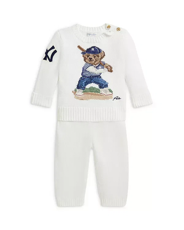 Детский комплект для мальчиков с принтом Yankees Ralph Lauren, белый
