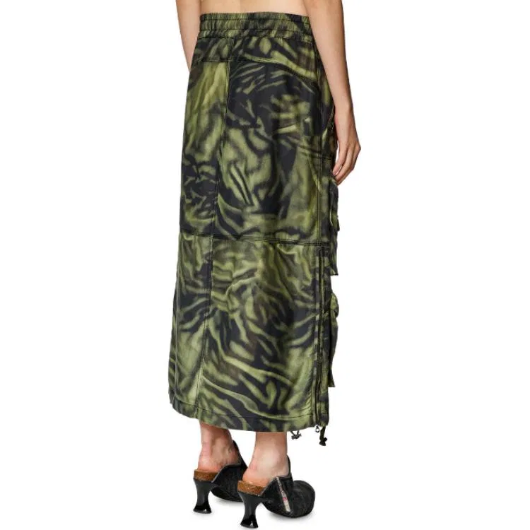 Юбка миди O-Mirtow Zebra-print DIESEL, Black Green — фото 4