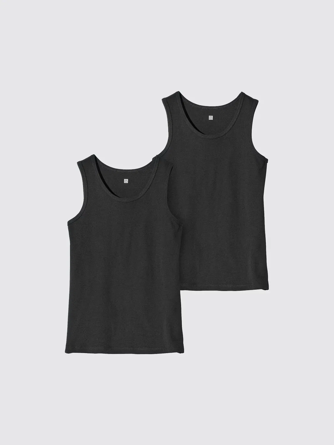 Майка-топ Uniqlo Хлопковая майка-топ, комплект из 2 шт, черный