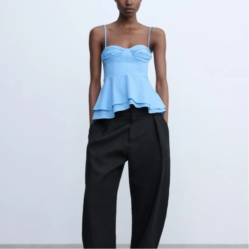 Женская майка на бретелях ZW Series ZARA, Light Blue — фото 4