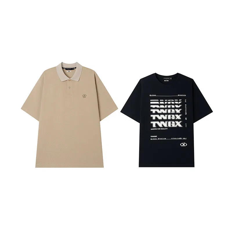 Детская футболка-поло с футболкой, комплект, Teenie Weenie Men, Ecru Polo Shirt+Black T-Shirt Set
