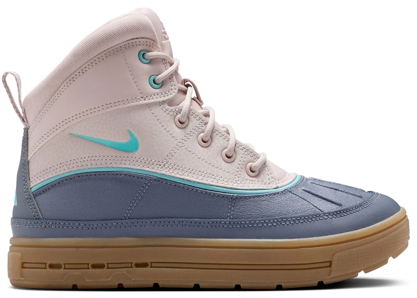 Детские ботинки высокие с принтом Nike Woodside 2 High, Platinum Violet/Light Carbon/Gum Light Brown/Denim Turquoise