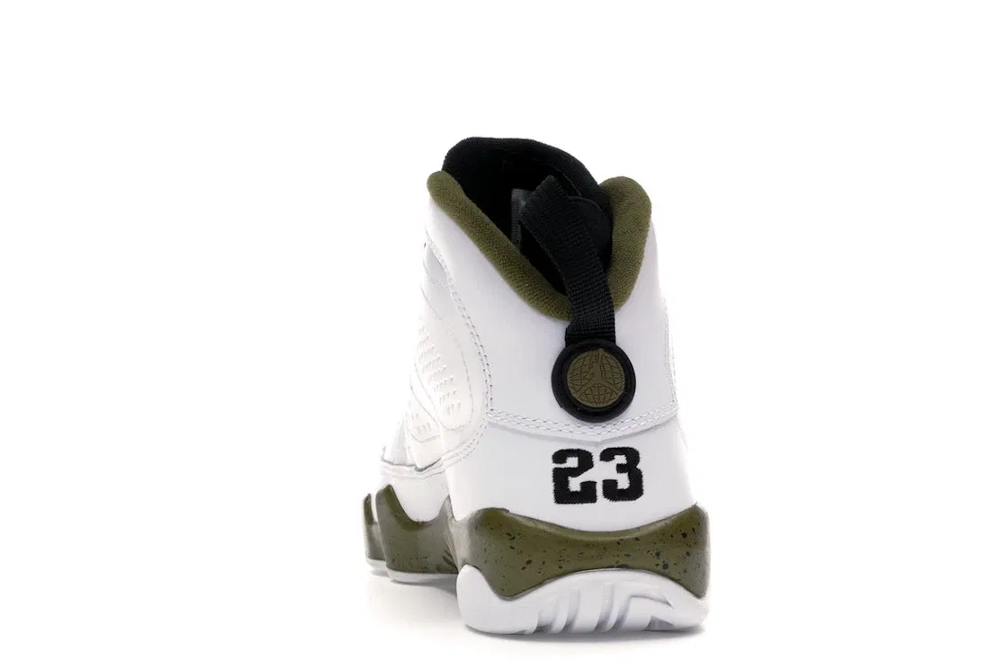 Детские кроссовки Lifestyle Jordan 9 Retro Jordan, White/Black-Militia Green — фото 4