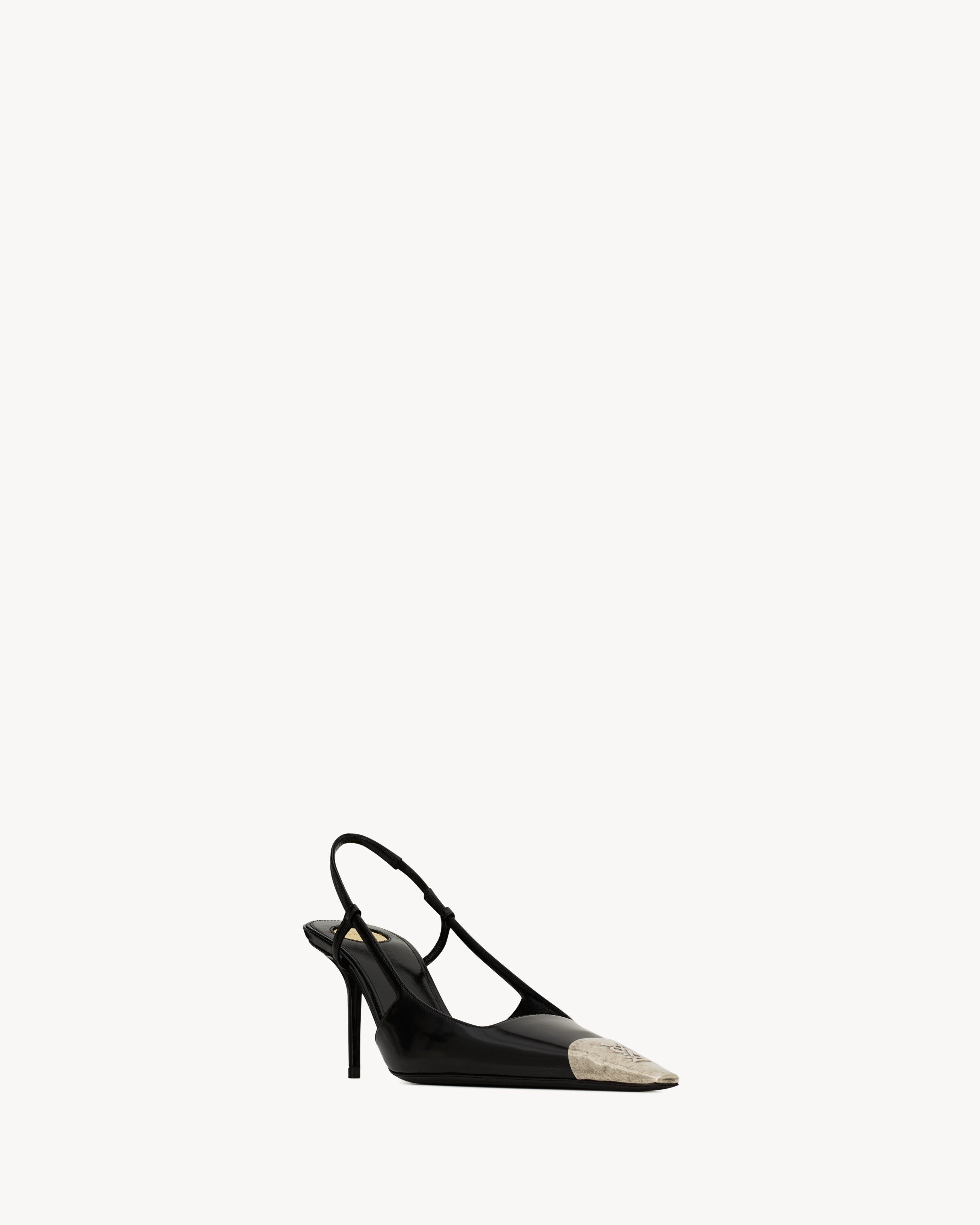 Туфли-лодочки JEANNE с открытой пяткой из лакированной кожи Saint Laurent, черный — фото 3