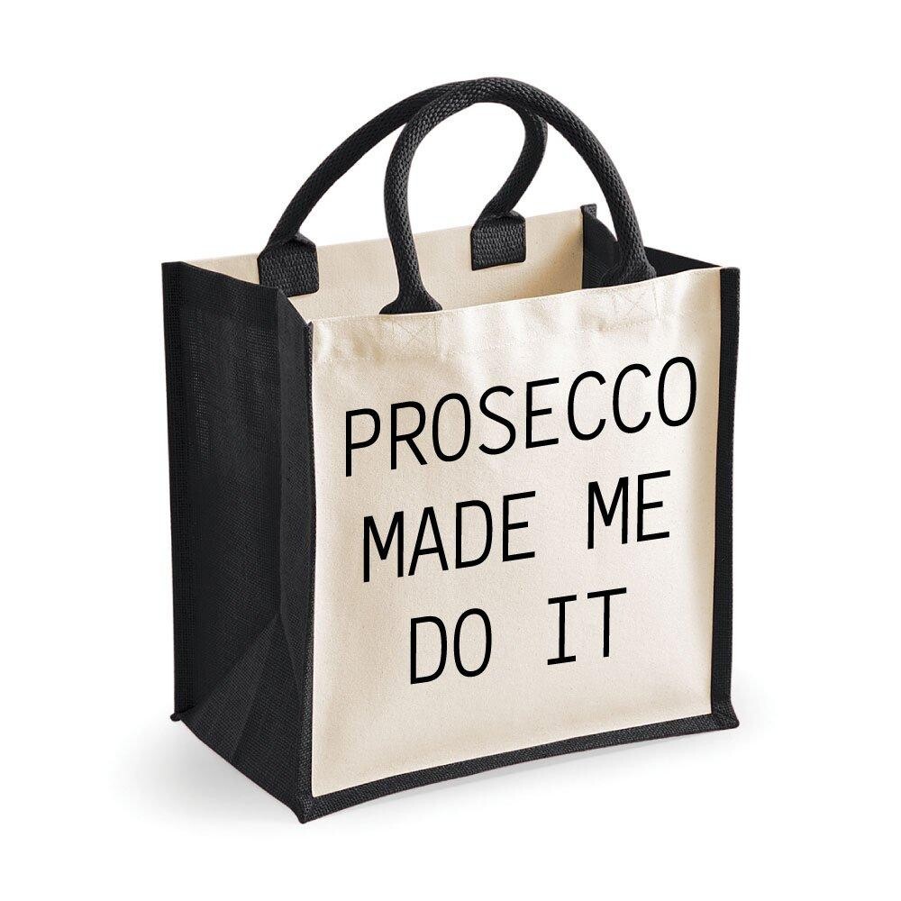 

Средняя джутовая сумка Prosecco Made Me Do It Черная сумка Friend 60 SECOND MAKEOVER, черный