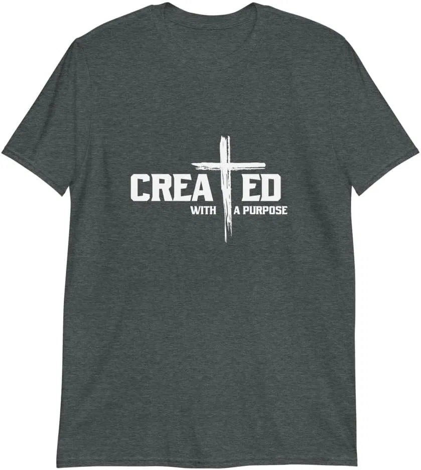 Мужская футболка с надписью Created with a Purpose 64000 Unisex Softstyle, Dark Heather