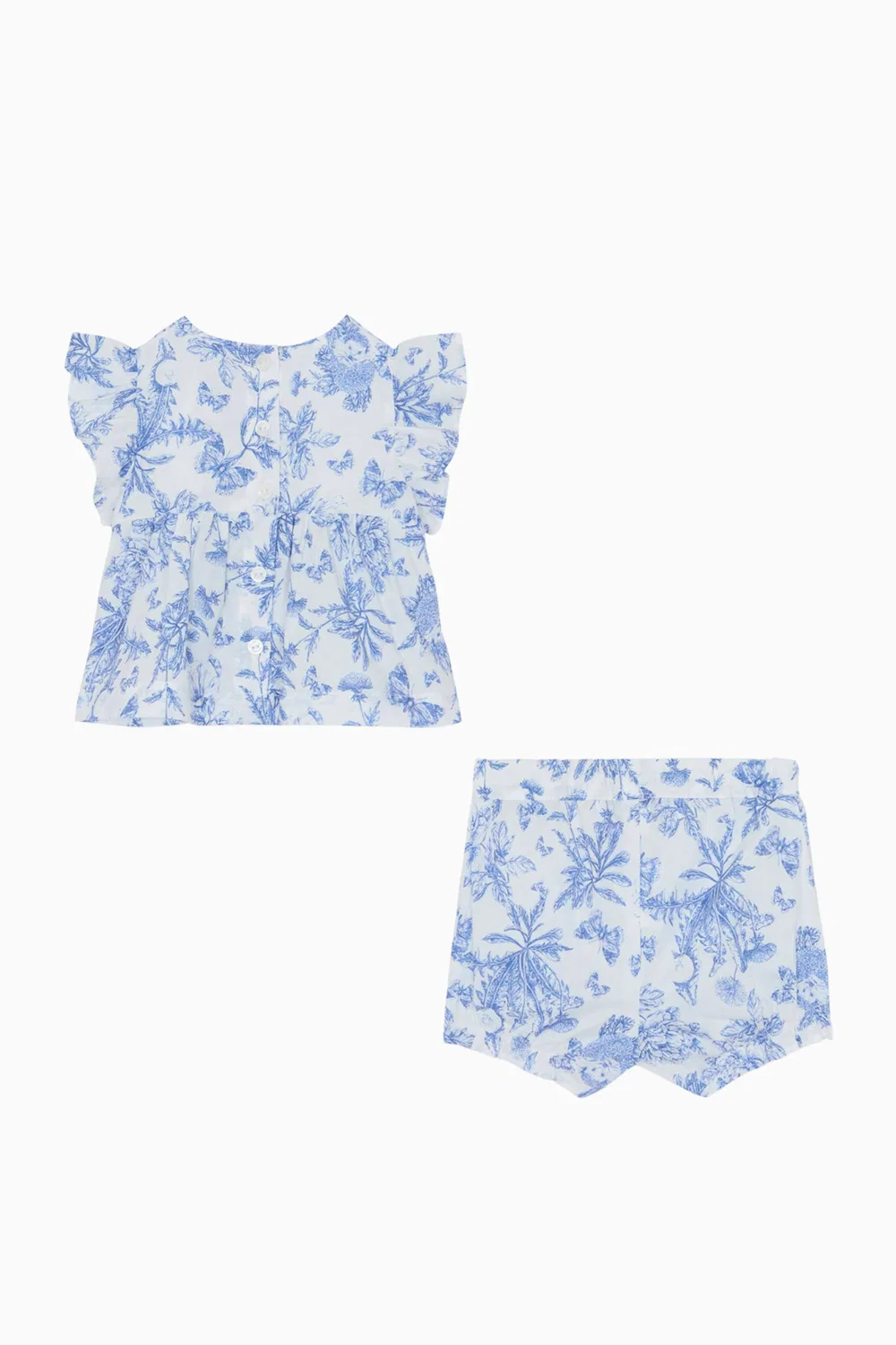 Комплект футболки и шорт с цветочным принтом из хлопка Tartine et Chocolat, синий — фото 3