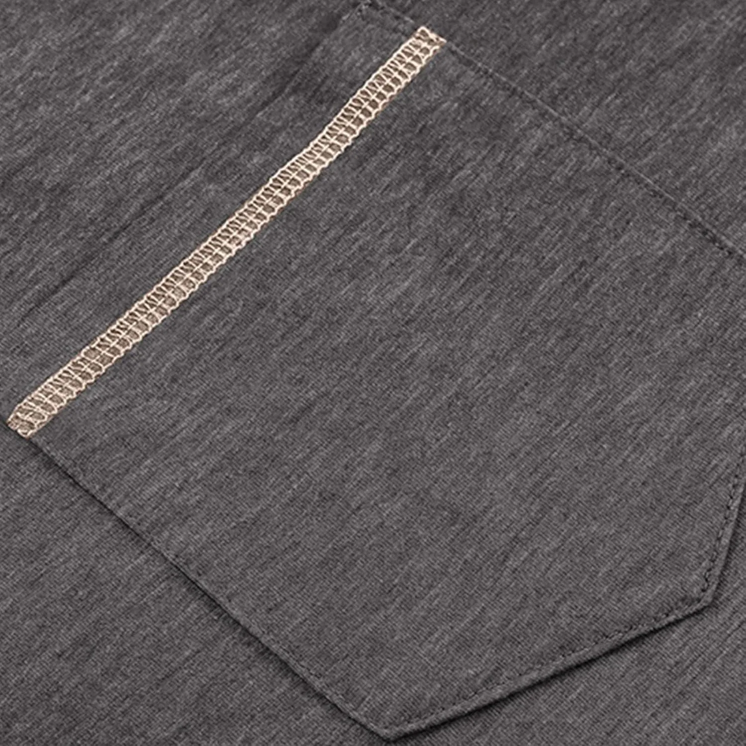 Мужская футболка с воротником-хенли и карманом 100% хлопок, Dark Gray — фото 3
