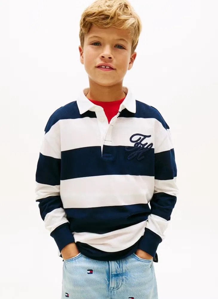 Лонгслив поло с длинным рукавом в регби-стиле Tommy Hilfiger, темно-синий