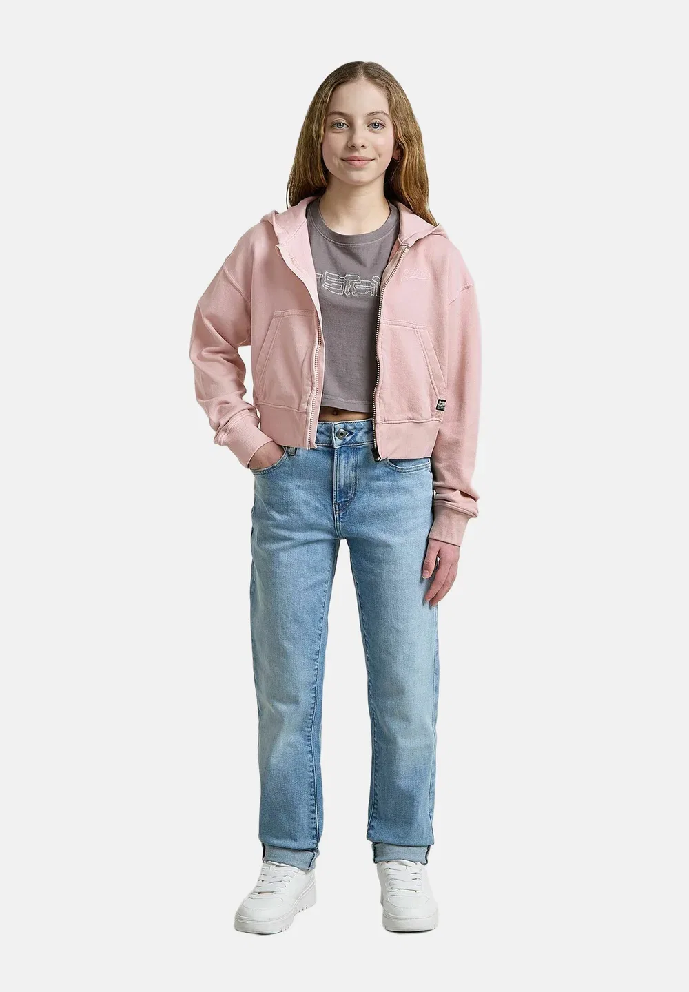 Детская укороченная толстовка с капюшоном и застежкой-молнией G-Star, Burnished Lilac