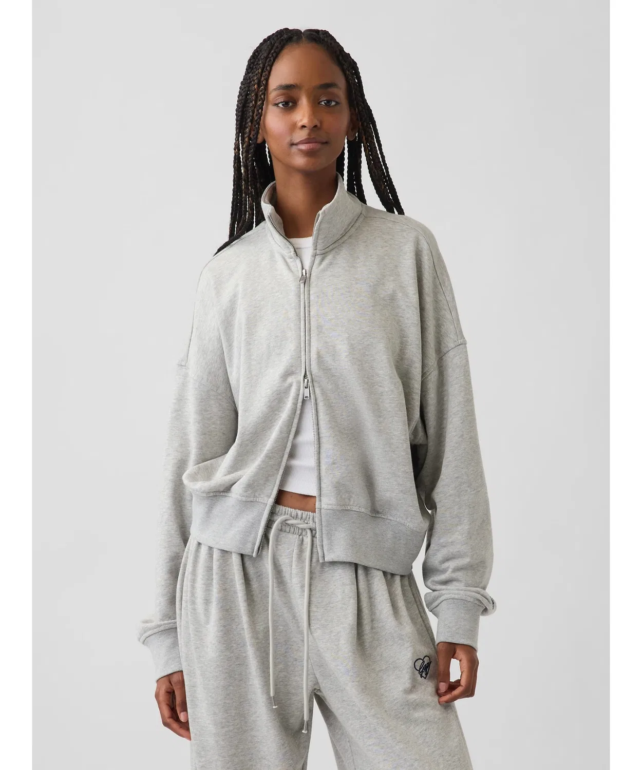 Женское худи с молнией Vintage Soft French Terry Mockneck GAP, Grey