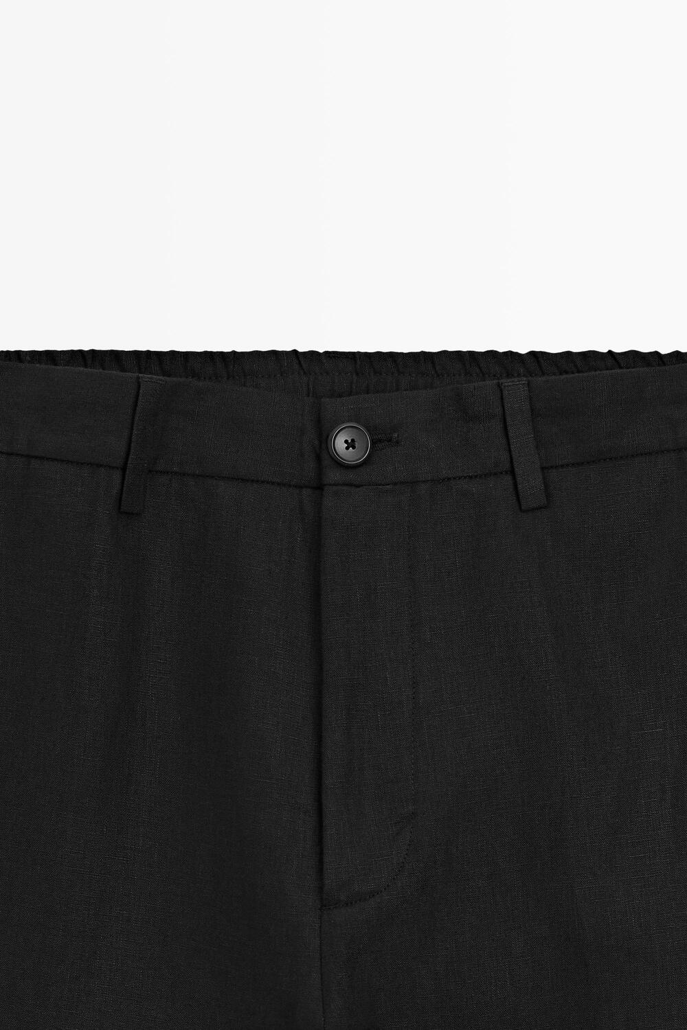 Брюки  Massimo Dutti 100% Linen Straight-leg, черный — фото 4