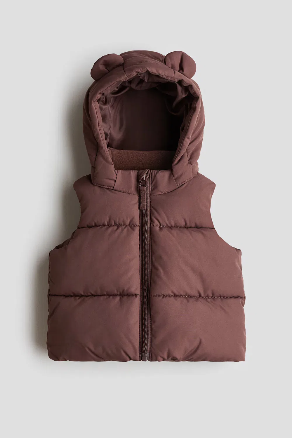 Пуховый жилет с капюшоном H&M, Braun