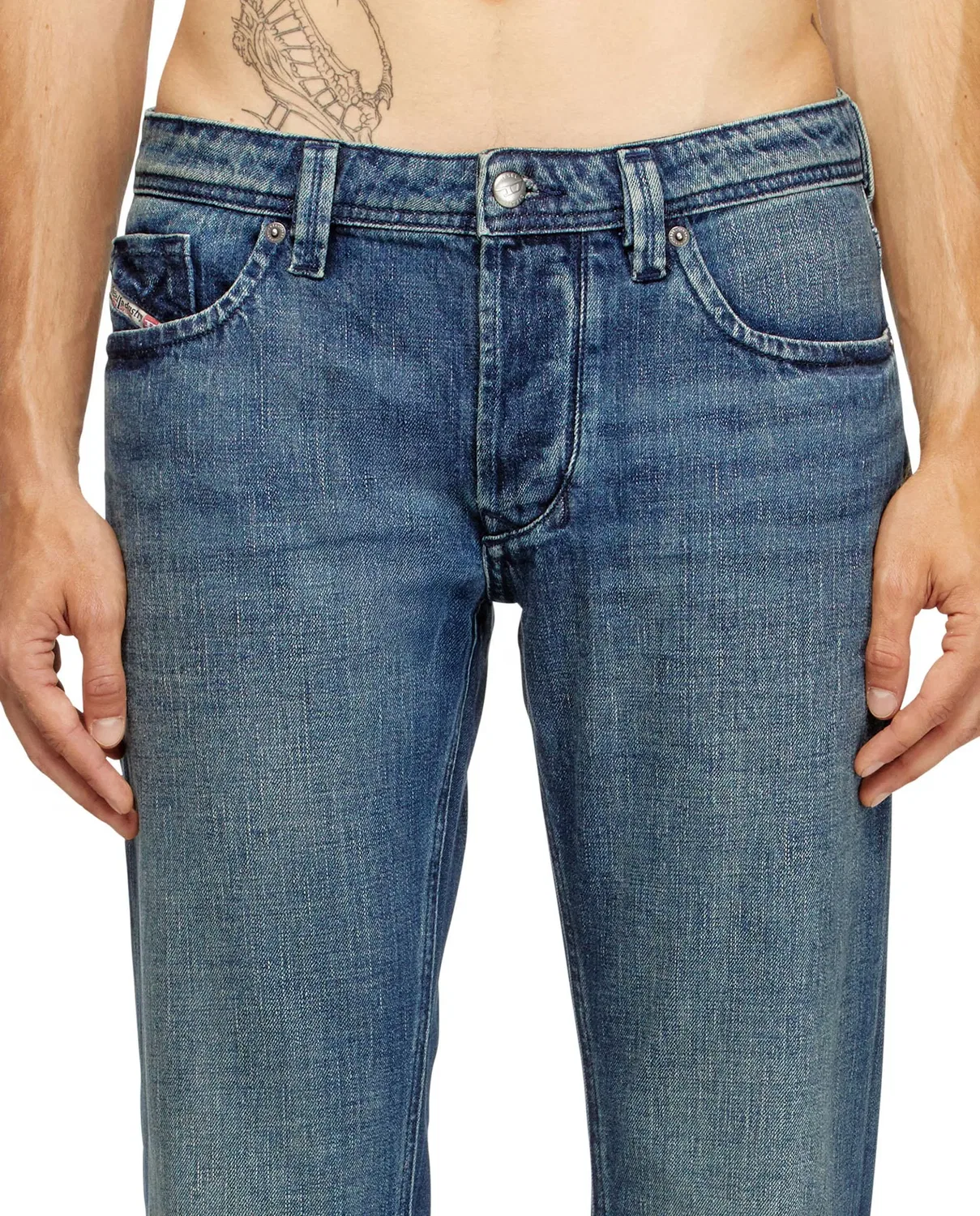Мужские джинсы regular из хлопка Diesel, Azul Denim — фото 3