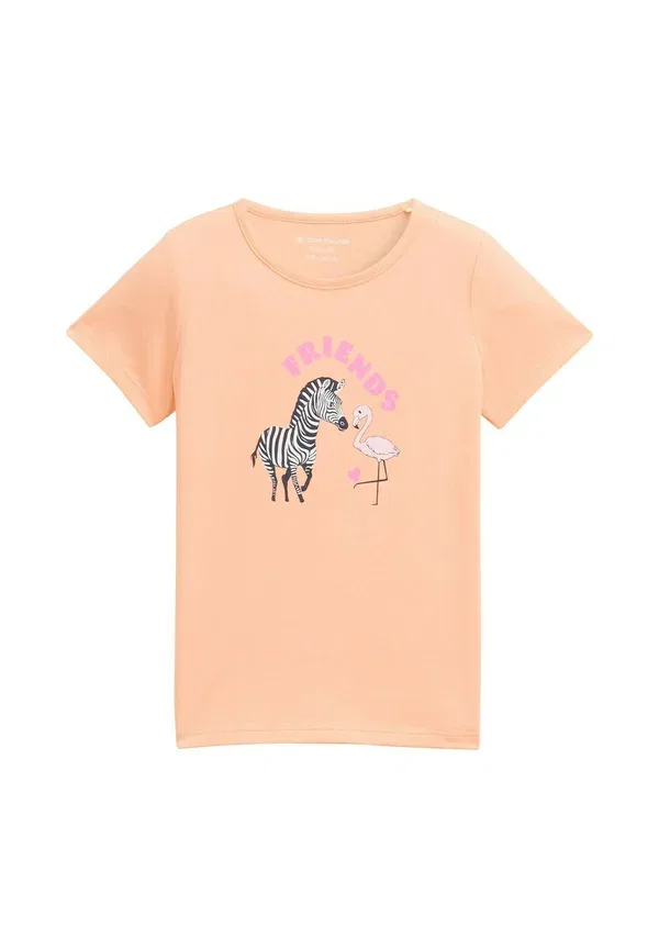 Футболка с принтом животных Tom Tailor Peach Bloom, персиковый