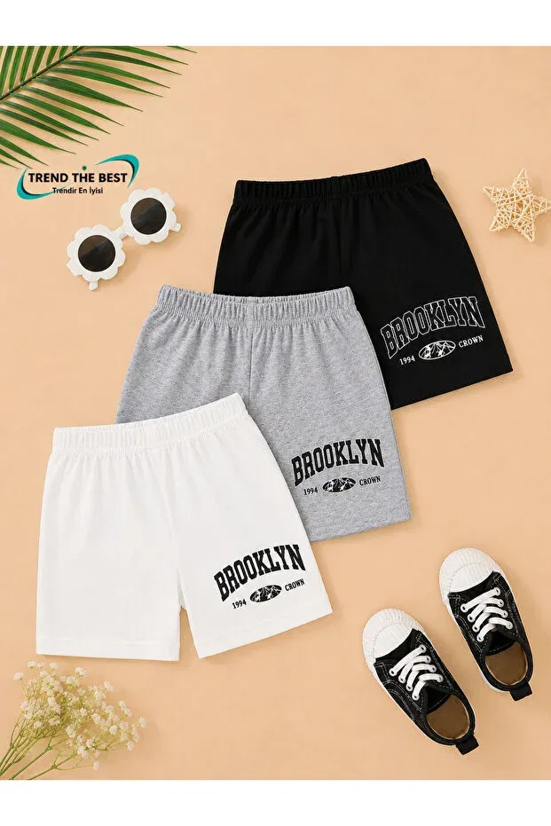 Детские шорты для девочек с принтом Summer Brooklyn 1994 Crown Trend The Best Trendin En Iyisi, Multicolor