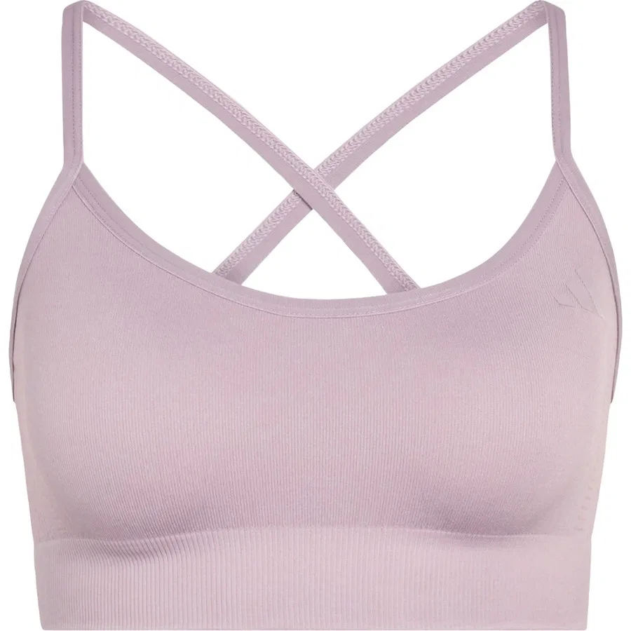 Спортивный бюстгальтер с легкой поддержкой Performance KE5806 Workout Essentials Light-Support Knit Bra adidas, Фиолетовый — фото 3