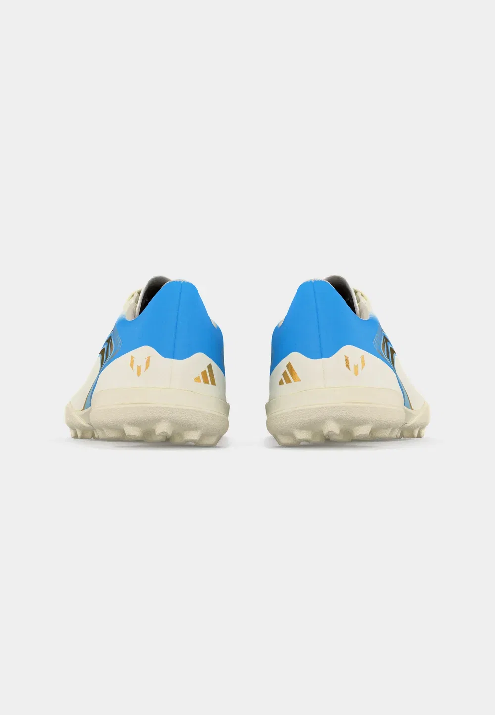 Футбольные бутсы F50 Messi Club Turf - разработанные для искусственных газонов Adidas Performance, Ivory/Semi Blue Burst/Icey Blue — фото 4