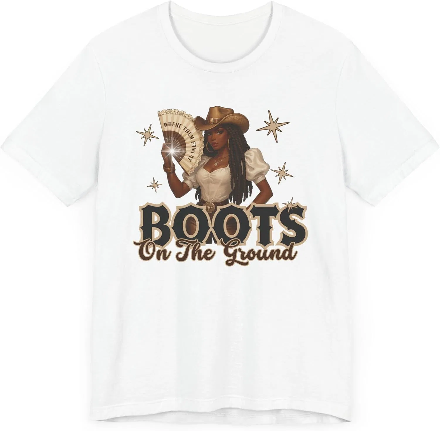 Женская футболка с принтом Boots On The Ground, белый — фото 3