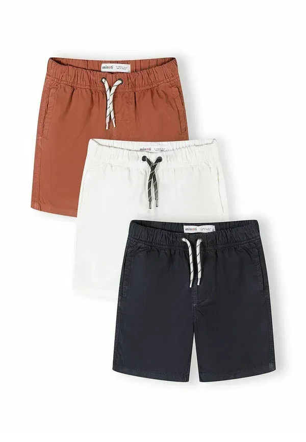 Комплект из 3 шорт, Cotton, 3 pack with elasticated waist - shorts, Minoti, темно-синий/white/ochre