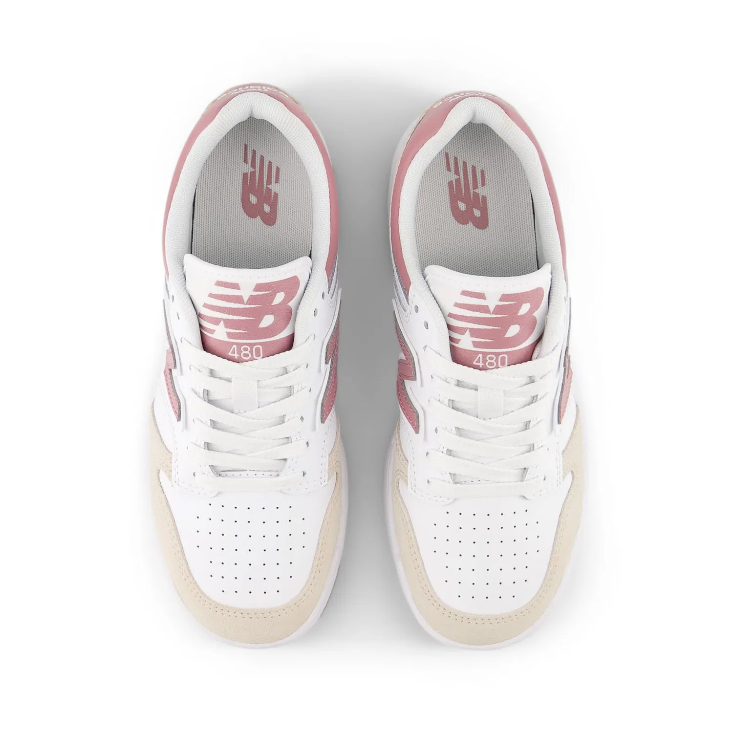Детские кроссовки для мальчиков с шнуровкой 480 V1 Lace-up New Balance, Rosewood White — фото 4
