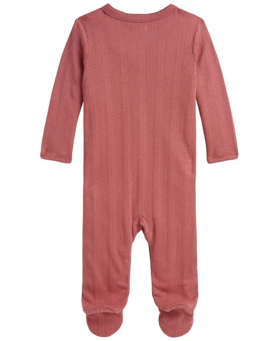 Детский комбинезон-слип с пико-отделкой Pointelle Cotton Polo Ralph Lauren, Canvas Pink — фото 2