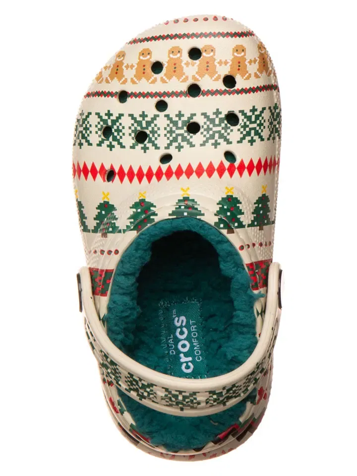 Сабо утепленные Lined Fair Isle Crocs, бежевый — фото 4