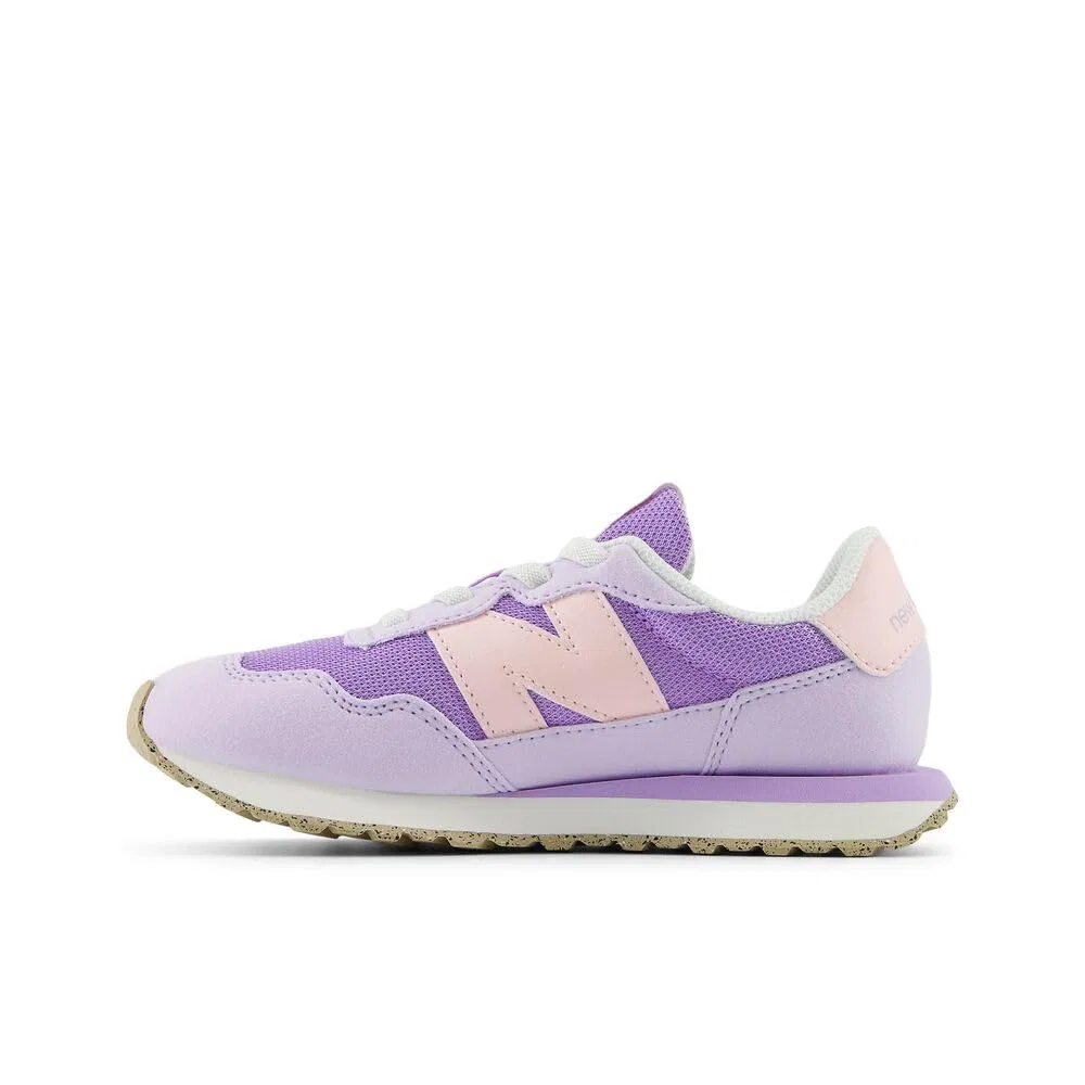 Детские кроссовки для мальчиков с эластичной застежкой Bungee 237 V1 New Balance, Lilac Glo Shell Pink — фото 2