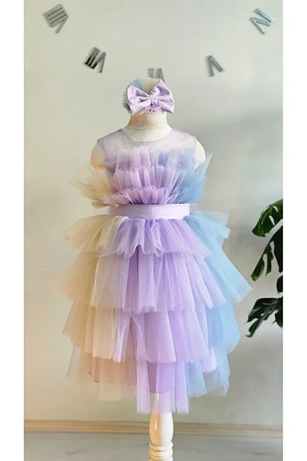Детское платье для девочек без рукавов Melis Çocuk, Lilac — фото 4